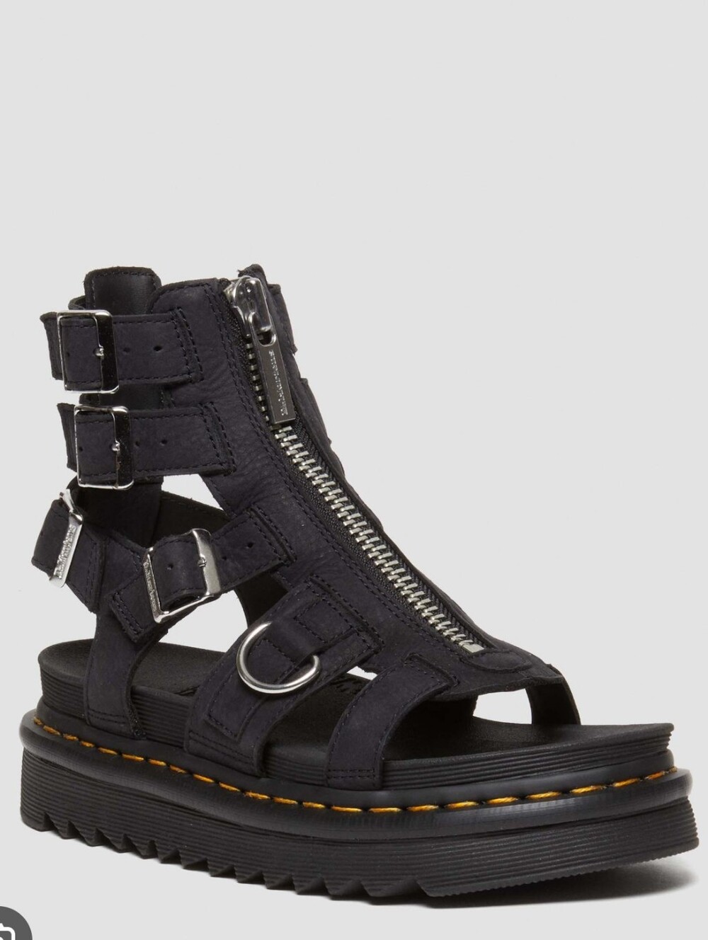 Dr. Martens Olson Charcoal Nubuck Gladiator Zip Sandals